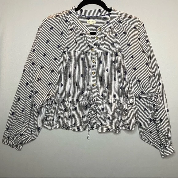 Anthropologie Pilcro Ruffle Balloon Long Sleeve Top Shirt Drawstring Boho XXS - Picture 4 of 12